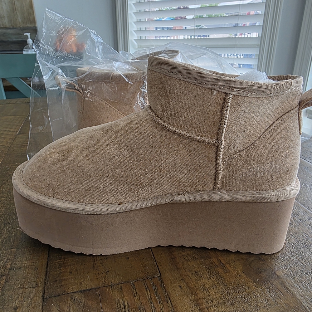 Tan Platform Ankle Boots